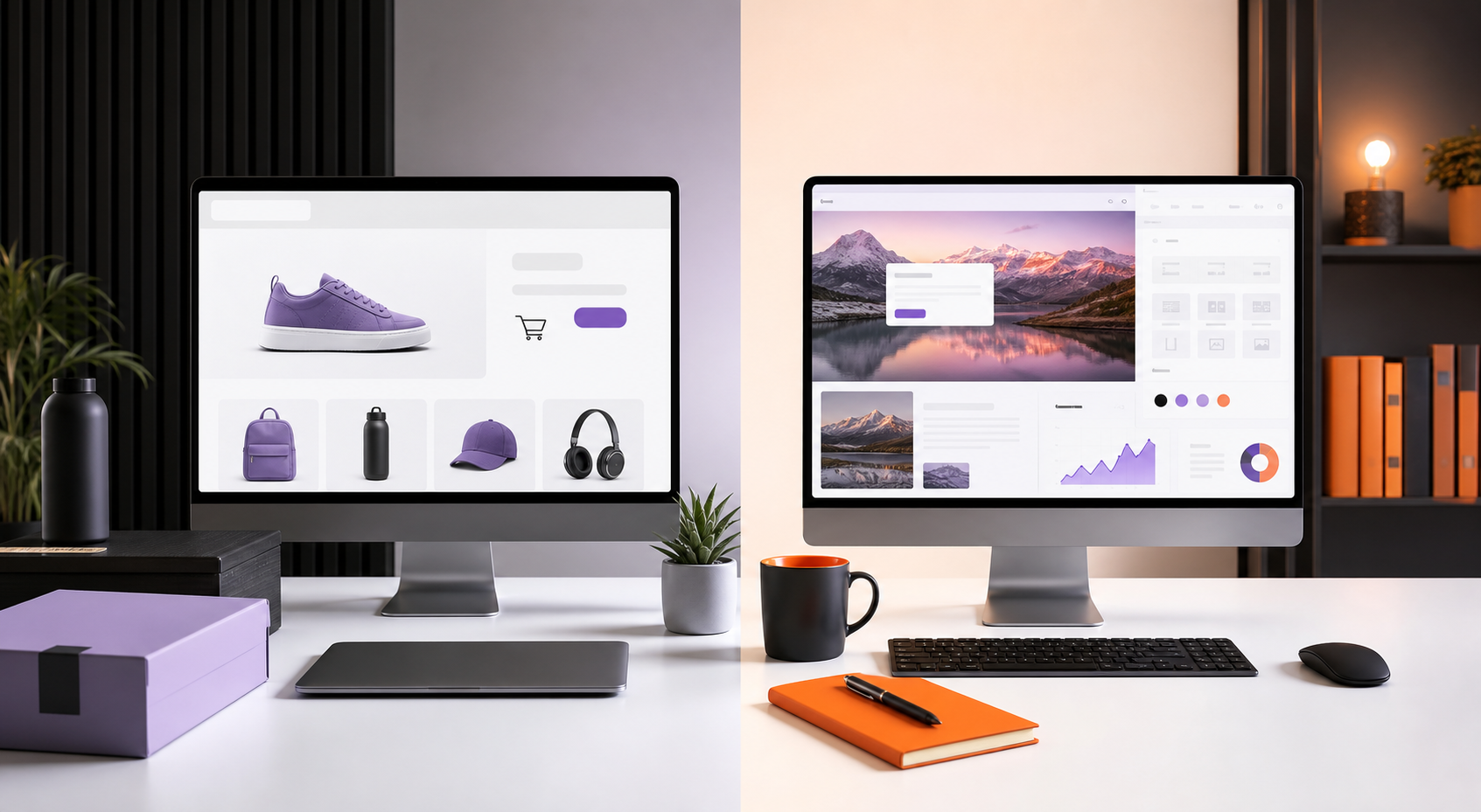 Comparativa visual entre una tienda ecommerce simple y una plataforma flexible de contenidos