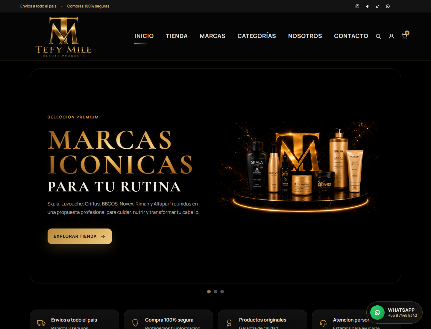 Vista previa del ecommerce de TefyMile desarrollado por Planbox